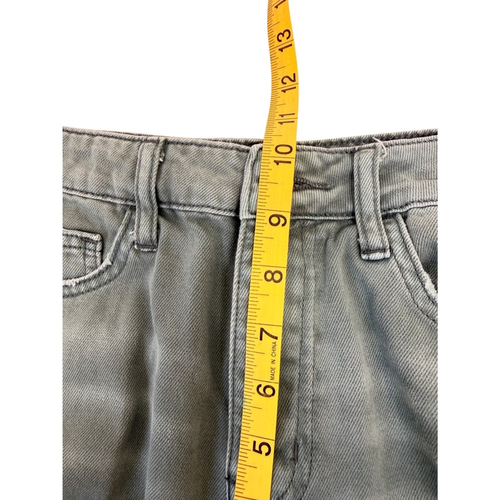 High-Rise Sage Green Distressed Wide Leg Jeans - Picture 7 of 12